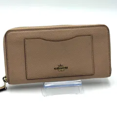 コーチ COACH 長財布 ラウンドファスナー お札入れ レディース ピンクベージュ ゴールド金具 クロスグレーン レザー
