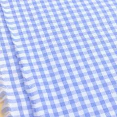 1m　500-123-202　水色　生地 ギンガムチェック 布 0.3cm角 ピンク 水色 赤 黒 オレンジ きみどり ベージュ 系 綿100% 子供 110cm幅