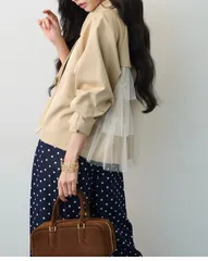 バックチュールフリルショートトレンチ フラーネ同型 春アウター チュールトレンチ