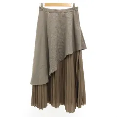 ミッシュマッシュ MISCH MASCH プリーツスカート ロング 千鳥柄 切替 M 茶 ブラウン /JS