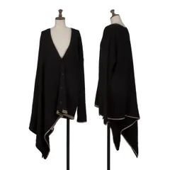 ワイズY's ウール混紡変形アシンメトリーカーディガン 黒ベージュ2