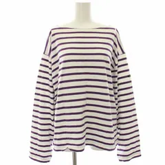 ルミノア Leminor カットソー Tシャツ 長袖 ボーダー 1 白 ホワイト 紫 パープル /HN