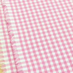 1m　500-123-201　ピンク　生地 ギンガムチェック 布 0.3cm角 ピンク 水色 赤 黒 オレンジ きみどり ベージュ 系 綿100% 子供 110cm幅