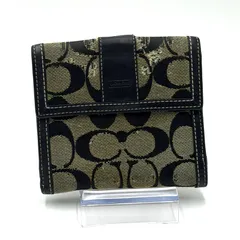 コーチ COACH シグネチャー 二つ折り財布 お札入れ 男女兼用 ブラック ベージュ レザー シルバー金具