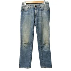 ALEXANDER McQUEEN(アレキサンダーマックイーン) ジーンズ サイズ26 S レディース - ブルー クロップド(半端丈)/ダメージ加工のサムネイル