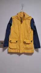 キッズ イエロー ネイビー バイカラー フード マウンテンパーカー アウター 150