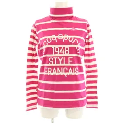 ルコックスポルティフ le coq sportif カットソー Tシャツ ゴルフウェア M ピンク 白 ホワイト ボーダー タートルネック 長袖 ロゴ /HN