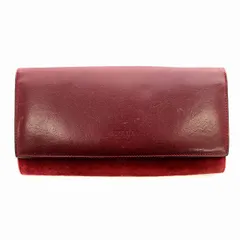 プラダ PRADA 長財布 レザー ベロア切替 二つ折り ボルドー 赤 /☆G