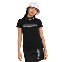 新品 [キャロウェイ] レディース 半袖 モックネックシャツ (ストレッチ性・ロゴプリント) / ゴルフ インナー / C24234201 1010_ブラック