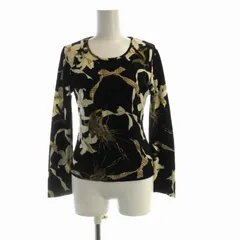 インゲボルグ INGEBORG カットソー 花柄 ロゴ 刺繍 長袖 S 黒 ブラック アイボリー P0254UAL /RO