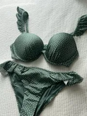 H&M グリーン ドットパータン ビキニ セット 75D/36