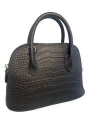 BEVERLY シャイニーコート ワニ革 クロコダイルレザー ハンドバッグ 黒 BEVERLY シャイニーコート ワニ革 クロコダイルレザー ハンドバッグ 黒