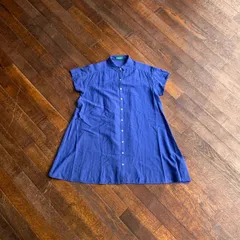 earth アースミュージックアンドエコロジー 2010s シャツワンピ チュニック ロイヤルブルー フレンチスリーブ 夏ワンピ