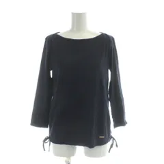 ブルーレーベルクレストブリッジ BLUE LABEL CRESTBRIDGE カットソー 38 紺 ネイビー 七分袖 ボートネック サイドリボン /AP