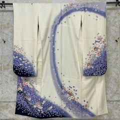 やまと謹製 総絞り 総刺繍 銀駒刺繍 振袖 正絹 紫ぼかし 菊花文 成人式