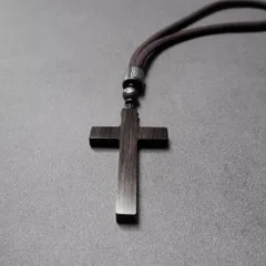 SGYP283 黒檀クロスネックレス｜ハンドメイド天然木アクセサリー｜925シルバービーズ使用｜ユニセックス｜バッグチャーム・ストラップ対応  チャーム シンプル ロングネックレス ギフト アクセサリー 一点もの プレゼント おしゃれ 誕生日 にもおすすめ