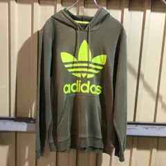 1849 adidas パーカー カーキ S アディダス スウェット プリントロゴ 古着卸 アメリカ仕入