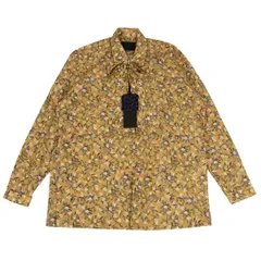 ランバンコレクションLANVIN collection コットンネックリボンデザイン総柄プリント長袖シャツ マスタード紫他50