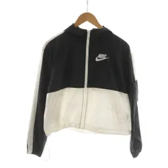 ナイキ NIKE フルジップナイロンジャケット 上着 S 黒 ブラック 白 ホワイト 長袖 フード付き /RR