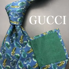 【極美品】GUCCI シルク ネイビー グリーン 総柄 GG柄ネクタイ