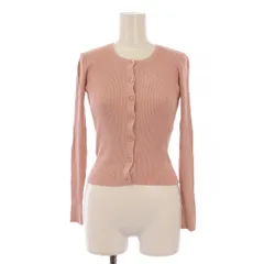 トッカ TOCCA ニットカーディガン 長袖 リブ クルーネック ストレッチ ワンカラー シルク XS ピンク /BB