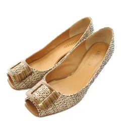 アンタイトル UNTITLED パンプス オープントゥ ヒール バックル スクエア 23.5㎝ 茶色 ブラウン /XZ ■GY99