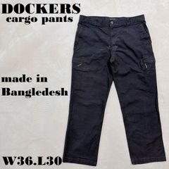 DOCKERS カーゴパンツ ブラック W36L30 ジップ付きサイドポケット ドッカーズ 黒 コットンポリ