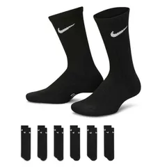 ナイキ 靴下 6足組 子ども用 21-25cm NIKE 6P YA エブリデイ クッション クルーソックス 6足セット ジュニア キッズソックス 子供 スポーツソックス 黒  クルー丈 くつ下  スポーティ/SX6910-010