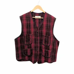 80s L.L.Bean エルエルビーン ヴィンテージ ウールジップベスト 古着 ヴィンテージ レッド チェック ブラック