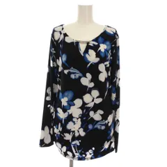 カルバンクライン CALVIN KLEIN ブラウス カットソー プルオーバー 長袖 花柄 M 青 ブルー 黒 ブラック 白 /YM