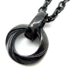 ライオンハート LION HEART ツイスト リング ネックレス 316L サージカルステンレス 黒 ブラック 美品