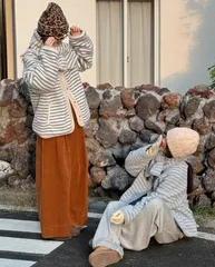 フリース リバーシブル セット (マフラー) (fw 新作 シープスキン ボーダー柄 러블리 ダウン 冬