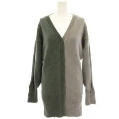 ルシェルブルー LE CIEL BLEU ニットカーディガン ミドル 長袖 Vネック ツートン 36 グレー 緑 グリーン /HN