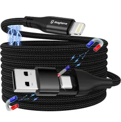 ★Magtame 2-in-1ケーブル(ライトニング/USB-Cライトニング) 磁力吸着自動収納 MFi認証 絡まり防止 高耐久二重ナイロン 高速充電 iPhone14/13/12/11/X/ProMax/iPad/AirPodsなど(1M-ブラック)