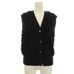 グリーンレーベルリラクシング ユナイテッドアローズ green label relaxing 24SS ベスト F 黒 ブラック Vネック フリンジデザイン /JP