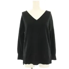 アナイ ANAYI ニット カットソー 長袖 薄手 Vネック ウール 38 黒 ブラック /HN