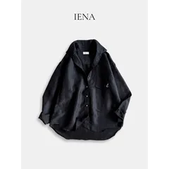 ◆美品◆ IENA 2025 ラミーリヨセル ロングシャツ 刺繍入り 黒系 ベイクルーズ