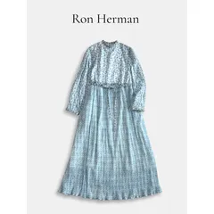 ◆美品◆ Ron Herman ロンハーマン 花柄プリーツワンピース フラワープリント コットン インド製 ロング丈 ベルト リボン