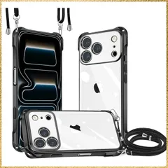 ☆彡送料無料でお届け☆彡Size:iPhone 17 Pro Max_Color:ブラック iPhone 17ProMax ケース クリア ショルダー TPU メッキ加工 カバー アイフォン 17promax ストラップケース 新型韓国 チャーム シリーズ 肩