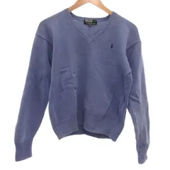 ポロ バイ ラルフローレン Polo by Ralph Lauren セータ ニット 160 ブルー Vネック 長袖 ロゴ刺繍 /RG ■GY60
