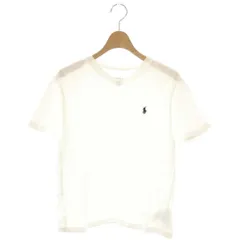 ポロ ラルフローレン POLO RALPH LAUREN Tシャツ M 150（10-12） 白 ホワイト Vネック ロゴ刺繍 半袖 /AQ ■OS ■GY60