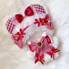 10cm～12cm用 ぬい服 ハンドメイド いつぬい　赤　くま耳