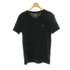 ポロ ラルフローレン POLO RALPH LAUREN Tシャツ XS 黒 ブラック Vネック ロゴ刺繍 半袖 カットソー トップス /PP ■GY60