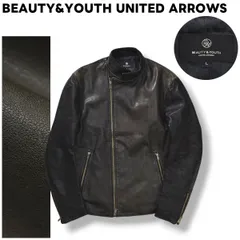 ビューティーアンドユース ユナイテッドアローズ BEAUTY&YOUTH UNITED ARROWS 羊革 ラム レザー シングル ライダース ジャケット ジップアップ ブルゾン ジャンパー 革ジャン 総裏地 L ブラック セレクト メンズ