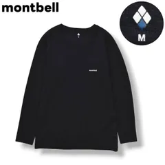 【美品】 モンベル montbell ジオライン EXP． ラウンドネック シャツ ラグランスリーブ ロゴ プリント M ブラック アウトドア ウェア タウンユース レジャー アクティビティ メンズ