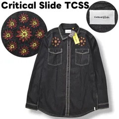 【新品未使用】 【タグ付き】 ティーシーエスエス TCSS クリティカルスライド Critical Slide 長袖 シャンブレー デニム シャツ ダブルポケット ラウンドヘム 刺繍 XXL ブラック ストリート サーフ カジュアル メンズ