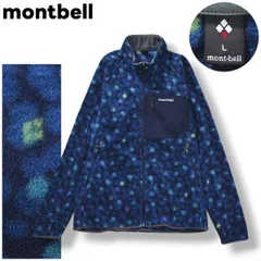モンベル montbell クリマプラス CLIMAPLUS 100 フリース ジャケット ラグランスリーブ スタンドカラー ジップアップ L 総柄 水玉 ドット柄 ネイビー アウトドア ウェア タウンユース レジャー レディース ♪