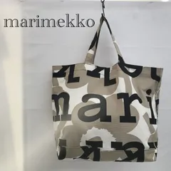marimekko マリメッコ kioski Ahkera ウニッコ Logo 91683 ウニッコ柄 マリロゴ キャンバストート  ベージュ ブラック  レディース 鞄