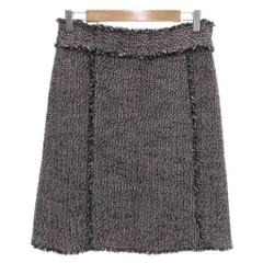 セオリー Theory タイトスカート ツイード フリンジ ひざ丈 2 紺 ネイビー ピンク /NU