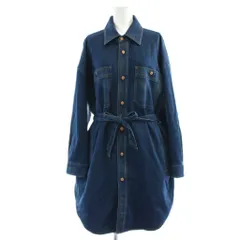 ディーゼル DIESEL デニムシャツ ワンピース ウエストリボン 長袖 XXS 紺 ネイビー 00ECALA6185BF03 /AP